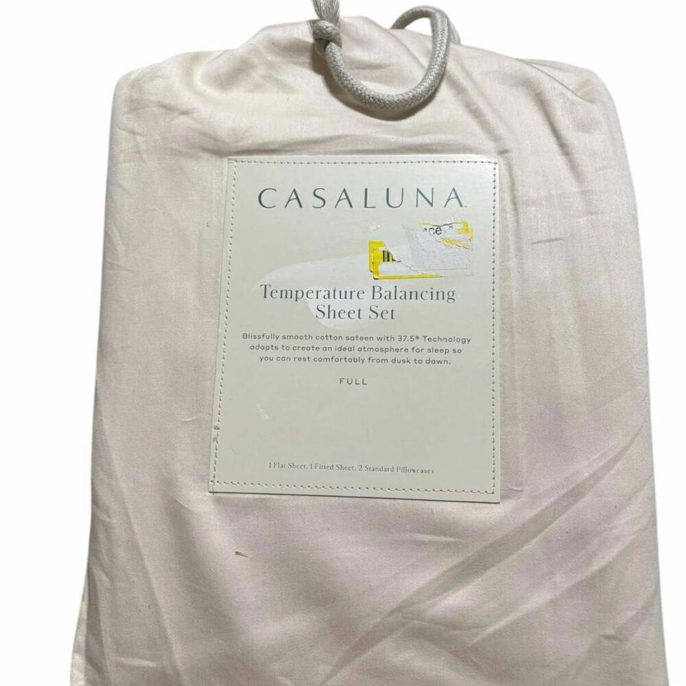Casaluna 100% cotton Temperature Bal or Percale  Sheet Set, Full, 4pcs, Natural